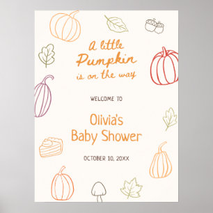Little Pumpkin Fall Doodle Babydusche Willkommen Poster