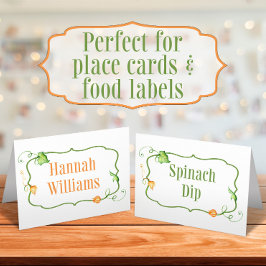 Little Pumpkin Fall Fairytale Food Label Zelt und Platzkarte