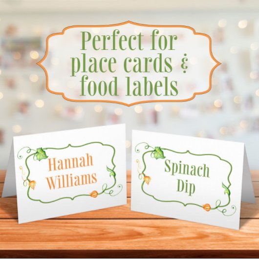 Little Pumpkin Fall Fairytale Food Label Zelt und Platzkarte