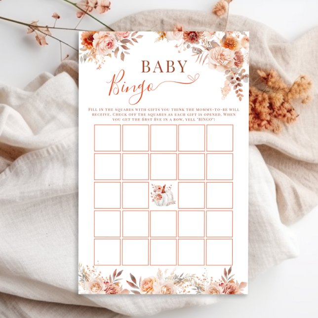 Little Pumpkin Fall Floral Baby Bingo Game (Von Creator hochgeladen)