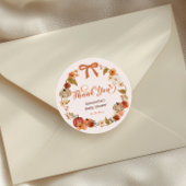 Little Pumpkin Fall Floral Baby Dusche Danke Runder Aufkleber