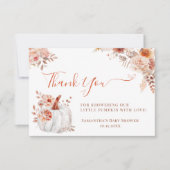 Little Pumpkin Fall Floral Baby Dusche Dankeskarte (Vorderseite)