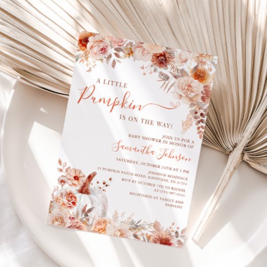 Little Pumpkin Fall Floral Baby Dusche Einladung