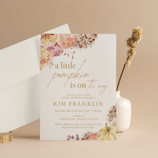 Little Pumpkin Fall Floral Baby Dusche Einladung