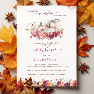 Little Pumpkin Fall Floral Baby Dusche Einladung