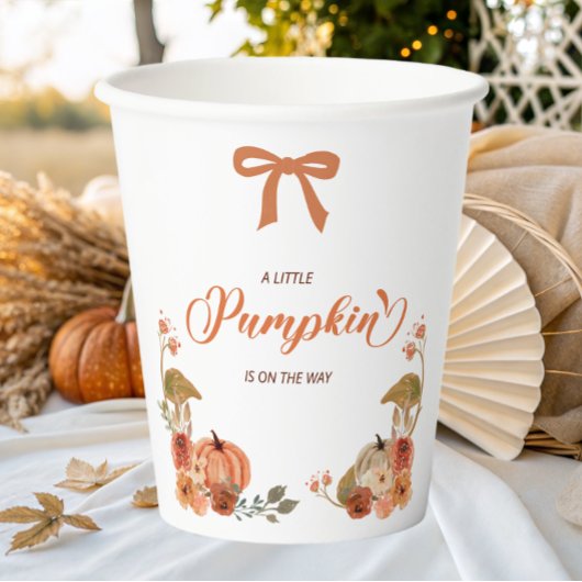 Little Pumpkin Fall Floral Baby Dusche Pappbecher