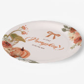 Little Pumpkin Fall Floral Baby Dusche Pappteller (Schrägansicht)