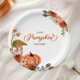 Little Pumpkin Fall Floral Baby Dusche Pappteller