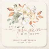 Little Pumpkin Fall Floral Baby Dusche Rechteckiger Pappuntersetzer (Vorderseite)