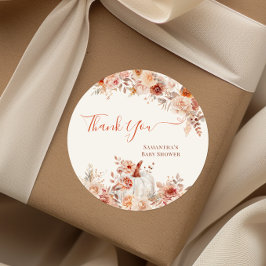 Little Pumpkin Fall Floral Baby Dusche Runder Aufkleber