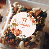 Little Pumpkin Fall Floral Baby Dusche Runder Aufkleber
