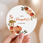 Little Pumpkin Fall Floral Baby Dusche Runder Aufkleber