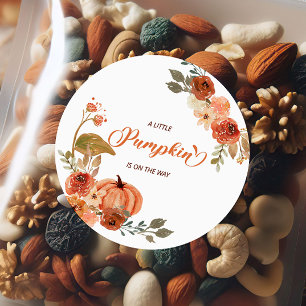 Little Pumpkin Fall Floral Baby Dusche Runder Aufkleber