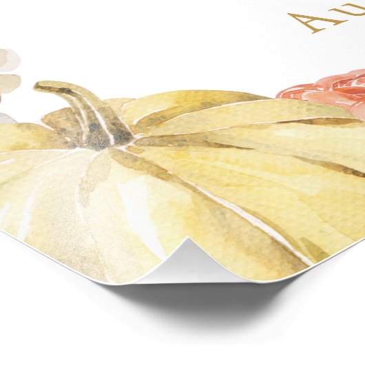 Little Pumpkin Fall Floral Baby Dusche Willkommen Fotodruck (Ecke)