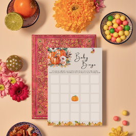 Little Pumpkin Fall Floral Baby Shower Bingo Card Einladung