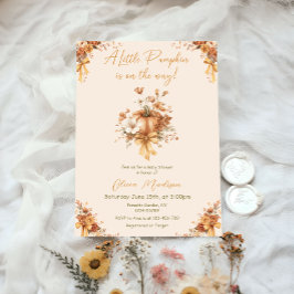 Little Pumpkin Fall Floral Baby Shower Invitation Einladung