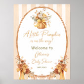 Little Pumpkin Fall Floral Baby Shower Welcome Poster (Vorne)