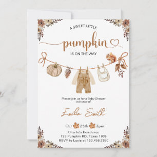 Little Pumpkin Fall Floral Boy Baby Dusche Einladung