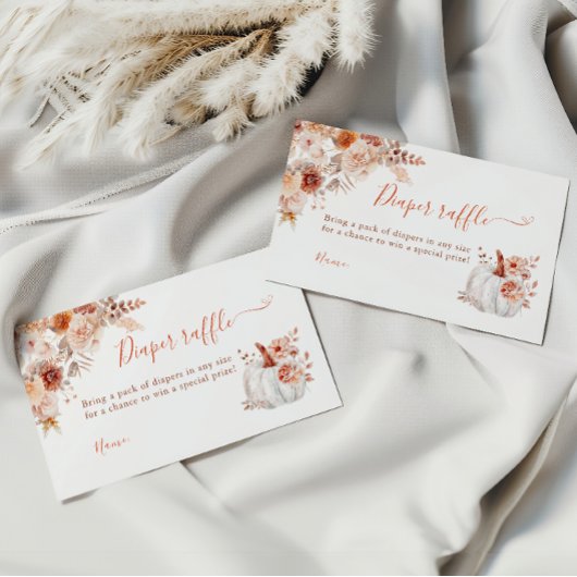Little Pumpkin Fall Floral Diaper Raffle Begleitkarte