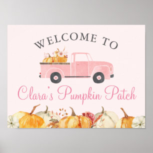 Little Pumpkin Fall Floral Girl Geburtstag Willkom Poster