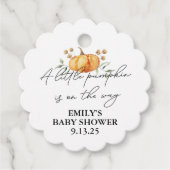 Little Pumpkin Fall Floral Neutral Baby Dusche Geschenkanhänger (Vorderseite)