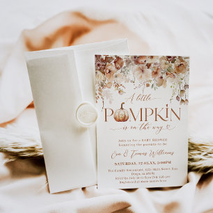 Little Pumpkin Fall Floral Rustic Baby Dusche Einladung