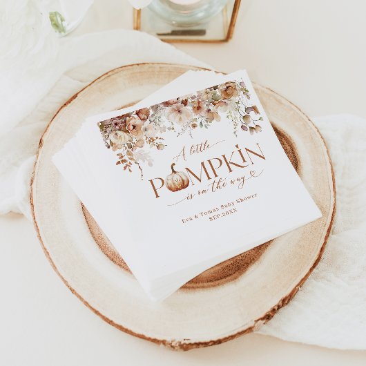 Little Pumpkin Fall Floral Rustic Baby Dusche Serviette