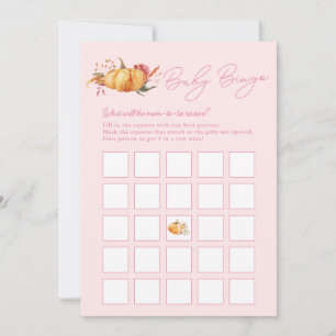 Little Pumpkin Fall Floral Shower Baby Bingo Card Einladung