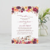 Little Pumpkin Fall Floral Virtual Baby Dusche Einladung (Stehend Vorderseite)