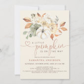 Little Pumpkin Fall Floral Watercolor Babydusche Einladung (Vorderseite)