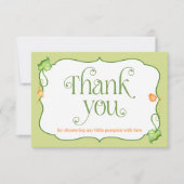 Little Pumpkin Fall Gender Neutral Baby Dusche Dankeskarte (Vorderseite)