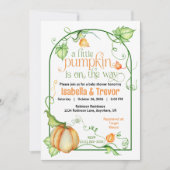Little Pumpkin Fall Gender Neutral Baby Dusche Einladung (Vorderseite)