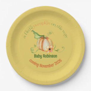 Little Pumpkin Fall Gender Neutral Baby Dusche Pappteller