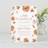 Little Pumpkin fall Gender Neutral Baby Shower Inv Einladung (Stehend Vorderseite)