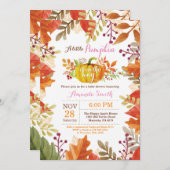 Little Pumpkin Fall Girl Babydusche Einladung (Vorne/Hinten)