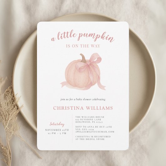 Little Pumpkin Fall Girl Babydusche Einladung