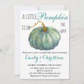 Little Pumpkin Fall Green Couples Kinderdusche Einladung (Vorderseite)