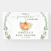 Little Pumpkin Fall Greenery Gold Baby Dusche Banner (Horizontal)