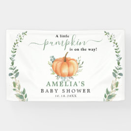 Little Pumpkin Fall Greenery Gold Baby Dusche Banner