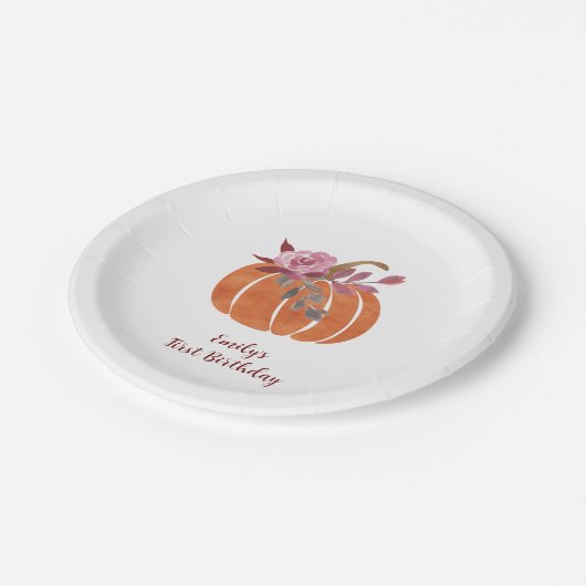 Little Pumpkin Fall Harves Papierplatte Pappteller (Schrägansicht)