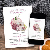 Little Pumpkin Fall Harvest Berry Pink Geburtstag Einladung