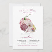 Little Pumpkin Fall Harvest Berry Pink Geburtstag Einladung (Vorderseite)