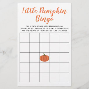 Little Pumpkin Fall Herbst Baby Shower Bingo Card