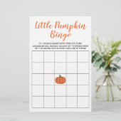 Little Pumpkin Fall Herbst Baby Shower Bingo Card (Stehend Vorderseite)