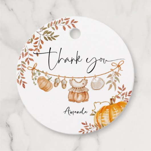 Little Pumpkin Fall Herbstdusche Danke Geschenkanhänger (Vorderseite)