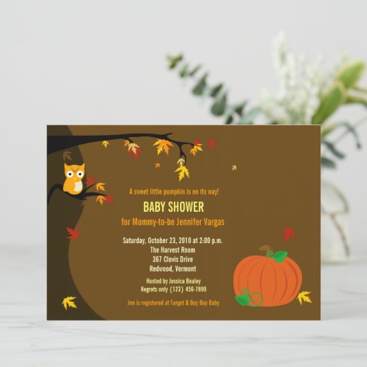 Little Pumpkin Fall Herbstdusche Einladung (Stehend Vorderseite)