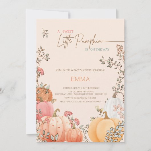 Little Pumpkin Fall Herbstdusche Einladung (Vorderseite)