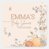 Little Pumpkin Fall Herbstdusche Quadratischer Aufkleber (Vorderseite)