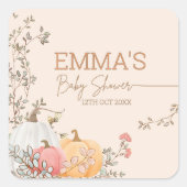 Little Pumpkin Fall Herbstdusche Quadratischer Aufkleber (Vorderseite)