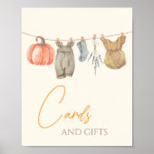 Little Pumpkin Fall Kleidung Girl Cards und Gesche Poster (Vorne)